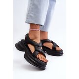 Kesi Women's leather sandals on a chunky sole in black GOE | shoptok.hr
