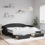 vidaXL Izvlečna dnevna postelja s predali črna 90x200 cm blago Cene