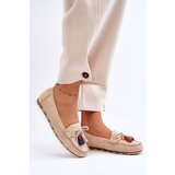 Boto Suede Loafers With Bow And Fringes Beige Dorine | shoptok.hr