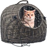  Transporter za mačke sivi 50 x 42 x 40 cm od prirodne vrbe | shoptok.hr
