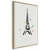  Slika - Black Graphic Drawing of the Eiffel Tower on a Cream Background 40x60 U prirodnom drvenom okviru | shoptok.hr