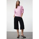 Trendyol Pink Thick Polar Fleece Stand Collar Relaxed/Comfortable Pattern Knitted Sweatshirt
