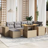 Maison Chic Seti vrtnega pohištva - Vrtna garnitura - Vrtni pohištvo set 7-delna z blazinami bež poli ratan, (21801409) | Shoptok.si
