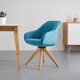 Bessagi Home naslanjač leonie, barva petroleja, žamet, vrtljiv | Shoptok.si