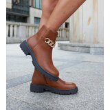 Gemre Brown ankle boots decorated with a chain Bonsaint | Shoptok.si