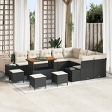vidaXL 13-dijelni vrtni kauč set s jastučićima Crni Poli ratan Akacija, 2-sjedna vrtna sofa s kutijom i jastučićima Crni Poli ratan, 4-dijelni vrtni set za objedovanje s jastučićima Crni Poli ratan Akacija | shoptok.hr