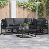  Sjedeća garnitura za vrt s jastukom 4 pcs Crna Aluminij | shoptok.hr