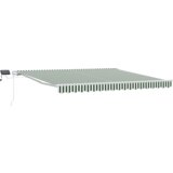 vidaXL Ručno uvlačna tenda s LED-om, zelena i bijela 400x300 cm | shoptok.hr
