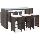 The Living Store Vrtna barska garnitura z blazinami 7-delna poli ratan rjava - Vrtni Barski Komplet, (21425622) | Shoptok.si