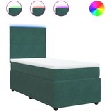 vidaXL Box spring postelja z vzmetnico temno zelena 90x200 cm žamet, (21309323) | Shoptok.si