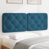 vidaXL Vzglavna stranica modra 140 cm žamet Cene