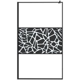 Pregrada za tuš 115 x 195 cm staklo ESG s uzorkom kamena crna | shoptok.hr