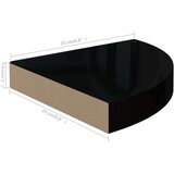 vidaXL Plutajuća kutna polica visoki sjaj crna 25 x 25 x 3,8 cm MDF | shoptok.hr