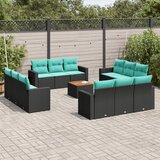  13-dijelni set vrtnih sofa s jastucima poliratan crni | shoptok.hr