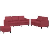  3-dijelni set sofa s jastucima boja vina od umjetne kože | shoptok.hr