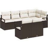  Set od 7 komada kauča u vrtu s jastucima smeđi poly rattan kauč za 2 osobe u vrtu s odlaganjem i jastucima smeđi poly rattan | shoptok.hr