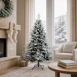  Umjetno božićno drvce s nogom 150 cm PVC i metal - Zelena i bijela 150 cm bez LED svjetala | shoptok.hr