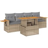 Maison Chic Seti vrtnega pohištva - Vrtna garnitura - Vrtni pohištvo set 5-delna z blazinami bež ratan akacija, (21796367) | Shoptok.si