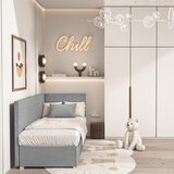 Ghado Sivi kutni dječji krevet s prostorom za odlaganje s madracem 90x200 cm Flexi - | shoptok.hr