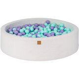 MeowBaby Bazen z žogicami za dojenčke, okrogel, 300 žogic, 120x30cm, Boucle, Bela, (21579242) | Shoptok.si