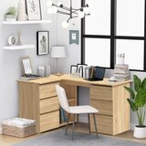 Maison Chic Kotna Pisalna miza - pisarniška miza - Računalniška miza sonoma hrast 145x100x76 cm iverna plošča, (21785732) | Shoptok.si
