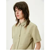 Koton Shirt Pocket Short Sleeve Modal Blended