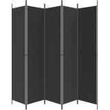 Sobna pregrada s 5 panela crna 250 x 220 cm od tkanine | shoptok.hr