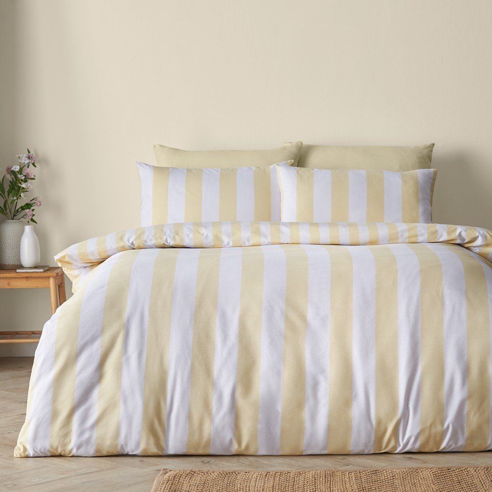 Catherine Lansfield Žuta 3-dijelna posteljina za bračni krevet 200x200 cm Cove Stripe – | shoptok.hr