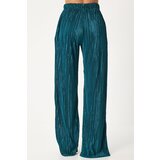 Happiness İstanbul Women's Dark Green Pleated Sleeveless Knitted Blouse Palazzo Pants Set | Eponuda.ba