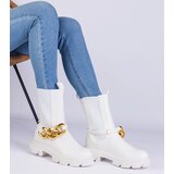 Gemre Florisenda white ankle boots decorated with a chunky chain Cene