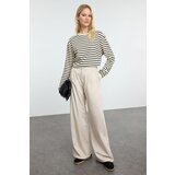 Trendyol Stone Pleated High Waist Wide Leg Trousers Cene