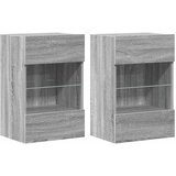  Zidni ormarići s LED svjetlima za TV 2 kom siva boja hrasta 40 x 30 x 60,5 cm | Eponuda.com