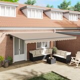 vidaXL Avtomatska retraktibilna tenda z LED Bež 500x300 cm, Tenda za zamenjavo tkanine za okvir 5x3 m Bež Cene