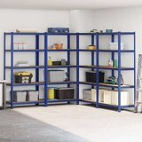 vidaXL Regal s policami 5-nadstropni 4 kosa modro jeklo in inž. les | Shoptok.si