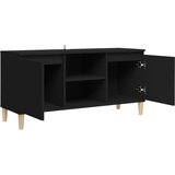 TV ormarić s nogama od masivnog drva crni 103,5 x 35 x 50 cm | Eponuda.com