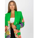 Fashion Hunters Green long jacket with prints and long sleeves Cene