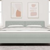 vidaXL Naslon za glavo s kristalnimi gumbi, tufted, svetlo siva, 180 cm, žamet | Shoptok.si