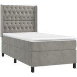  box spring s madracem LED svjetlosivi 90x200 cm baršun | shoptok.hr