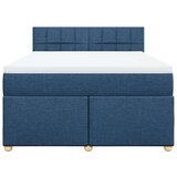 vidaXL Box spring postelja z vzmetnico modra 160x200 cm blago, (21310042) | Shoptok.si