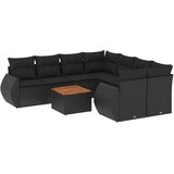  9-dijelni set vrtnih sofa s jastucima crni od poliratana Crna 70 x 62 x 69 cm | shoptok.hr
