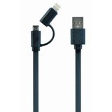 Gembird USB 2,0 kabal charging combo cable microUSB + iPhone, black, 1 m, FLAT CC-USB2-AMLM2-1M | Eponuda.ba