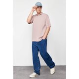 Trendyol Limited Edition Basic Dusty Rose Men's Oversize/Wide Cut Short Sleeve Soild Fabric Polo Neck T-Shirt Cene