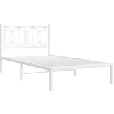 vidaXL Kovinski posteljni okvir z vzglavjem bel 107x203 cm, (21242898) | Shoptok.si