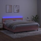  box spring s madracem LED ružičasti 160x200cm baršunasti | shoptok.hr
