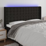  LED uzglavlje crno 203 x 16 x 118/128 cm od tkanine | shoptok.hr