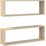  Kockaste zidne police 2 kom boja hrasta 80x15x26,5 cm drvene | shoptok.hr