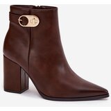 Boto Women’s heeled boots with gold detail chocolate Tharina | ePonuda.com