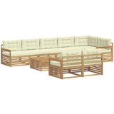 vidaXL Zunanja garnitura za sedenje 9 pcs Bela in krem Poliester, (5000280364) | Shoptok.si