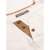 Ombre Men's t-shirt with button neckline and suede trim - white | shoptok.hr