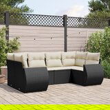 vidaXL 6-dijelni set vrtnih sofa s jastucima crni od poliratana | shoptok.hr